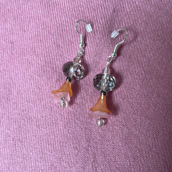 Handmade Jewelry Luminous Blooms Earrings - Multifaceted Crystal & Flower Drop - Picture 1 of 3